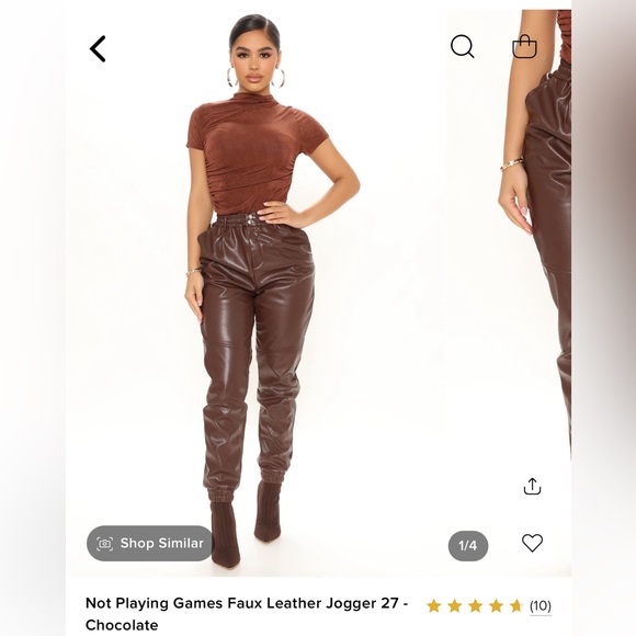 Chocolate Faux Leather Pants - Picture 4 of 4